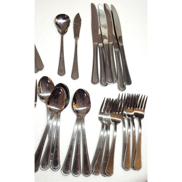 Oneida Fashionpoint Northland Stainless Flatware 46pc Set w/ Red Box Vintage 70s - Picture 2 of 7